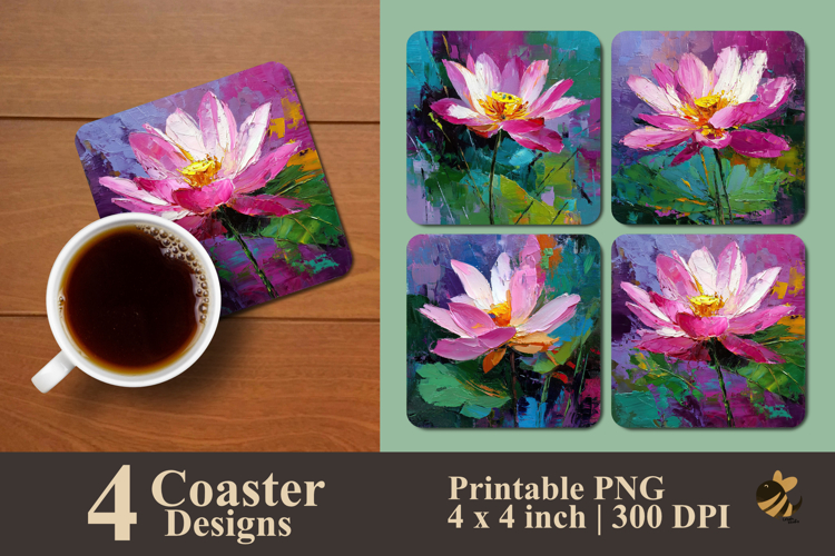 Radiant Lotus Bloom Coaster Sublimation Design