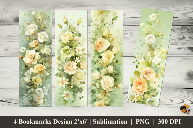 Scattered Flowers Bookmarks Sublimation Design