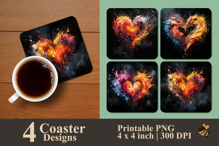 Dark Love Coaster Sublimation Designs
