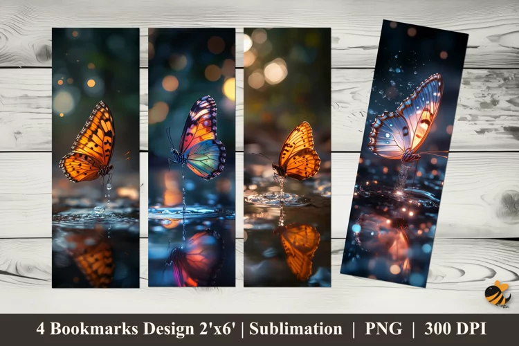 Beautiful Butterfly Bookmarks Sublimation Design
