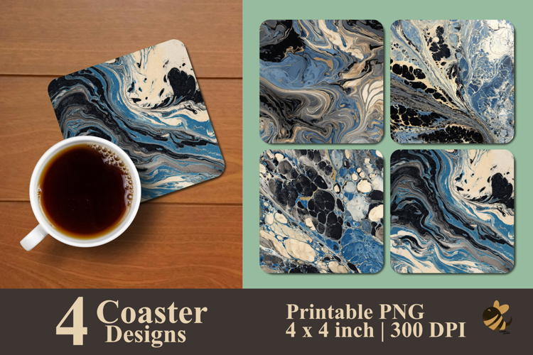Blue Sandstone Marble Coaster Sublimation Design