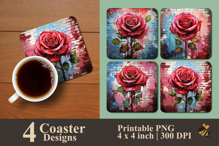 Painting Crimson Glow Coaster Sublimation Design