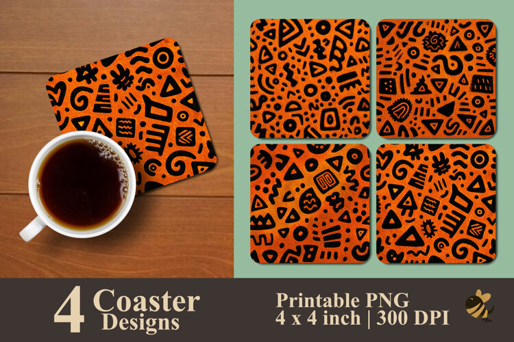 Random Scribble Coaster Sublimation Design example image 1