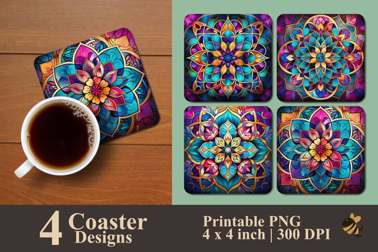 Colorful Art Geometric Coaster Sublimation Design