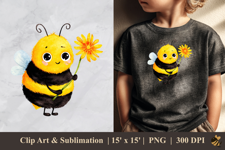 Flower With Bee Clipart Image 24