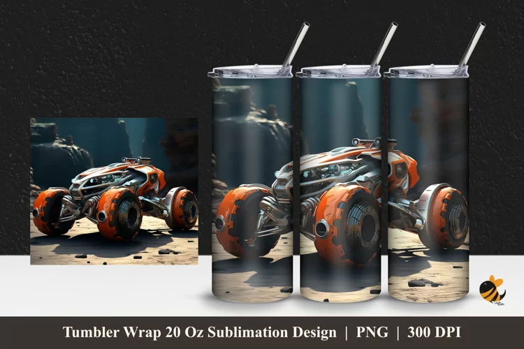 Futuristic Car Tumbler Wrap Sublimation Design 1