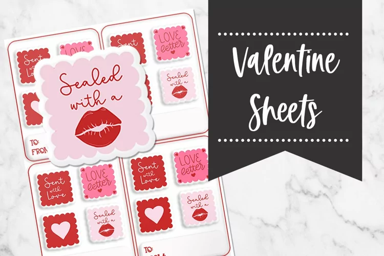 Stamp Valentine Sticker Sheets