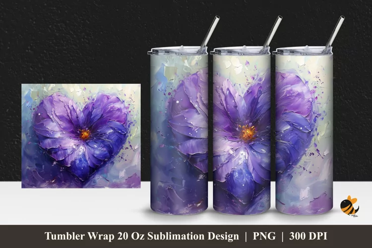 Flower Painting Tumbler Wrap Sublimation Design 1