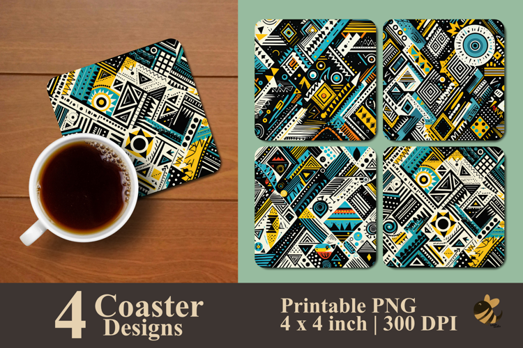 Cool Abstract Tribal Coaster Sublimation Design