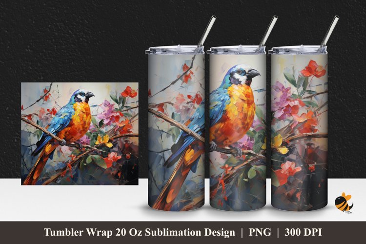 Wild Bird Tumbler Wrap Sublimation Design 1 example image 1