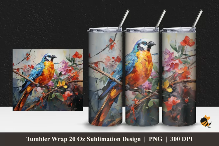 Wild Bird Tumbler Wrap Sublimation Design 1