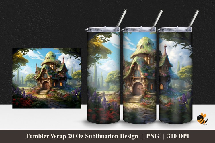 Fantasy House Tumbler Wrap Sublimation Design 1 example image 1