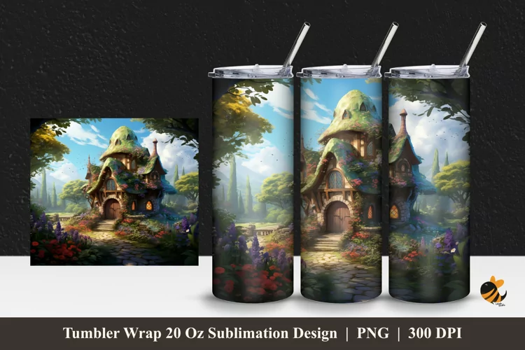 Fantasy House Tumbler Wrap Sublimation Design 1