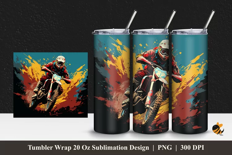Motocross With Texture Tumbler Wrap Sublimation Design 1