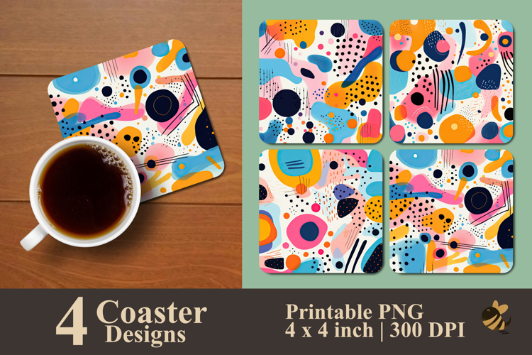 Abstract Funky Shapes Coaster Sublimation Design