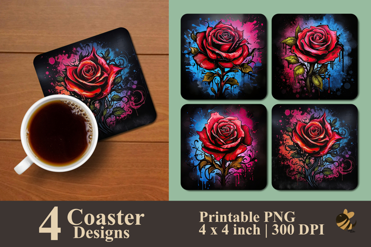 Passion Rose Coaster Sublimation Design