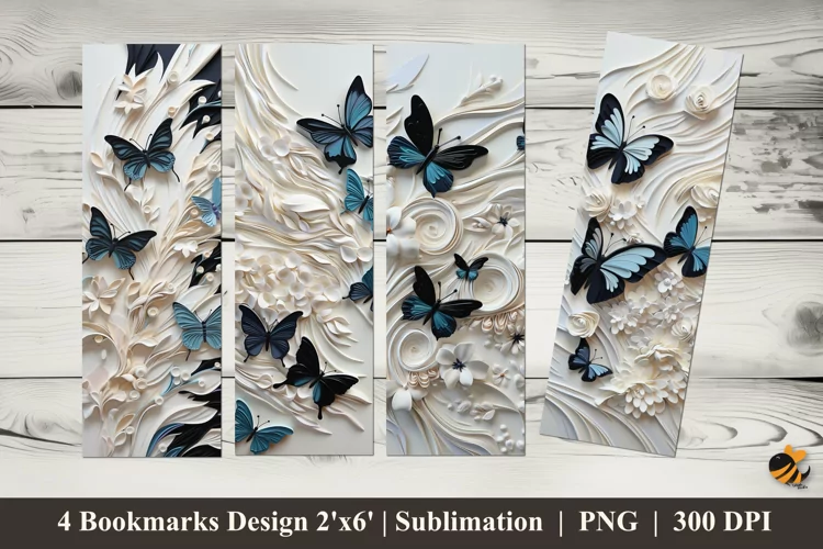Dimensional Butterfly Bookmarks Sublimation Design