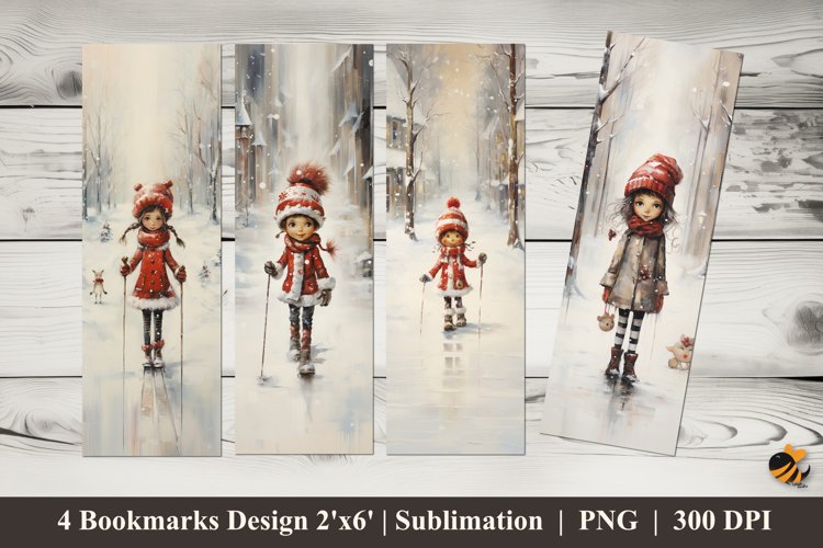 Winter Girl Bookmarks Sublimation Design example image 1