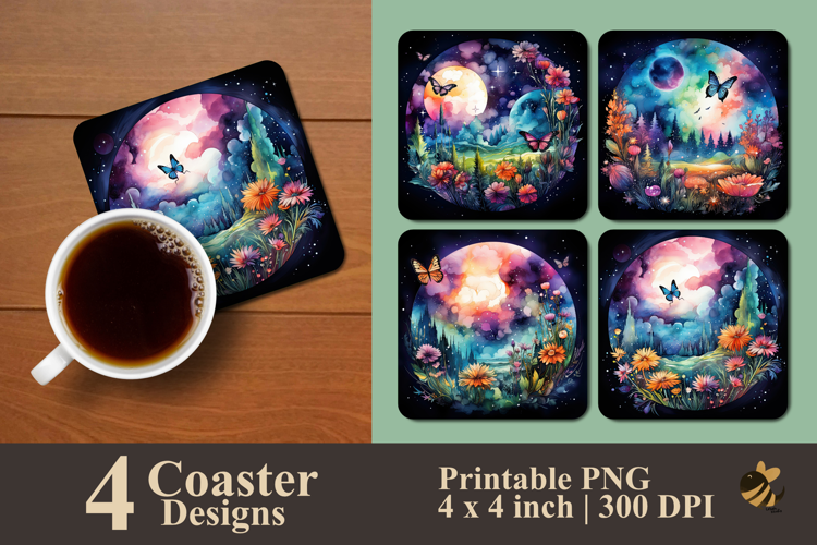 Fantasy Nature Life Coaster Sublimation Design