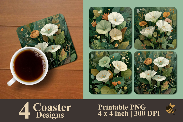 Wild Garden Bloom Coaster Sublimation Design