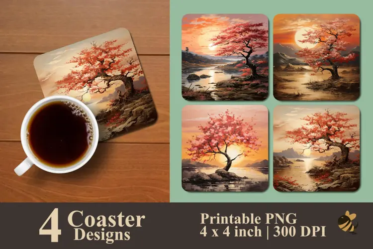 Beautiful Sunset Coaster Sublimation Designs