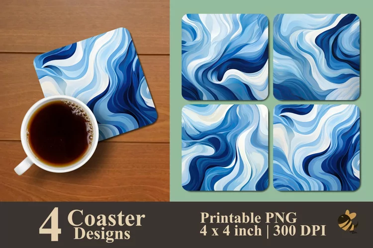 Abstract Wave Coaster Sublimation Designs