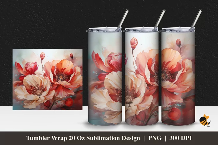 Dream Flower Tumbler Wrap Sublimation Design 1