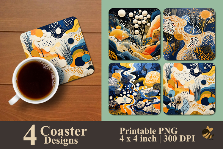 Abstract Wilderness Curve Coaster Sublimation Design