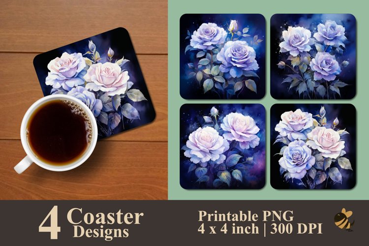 Elegant Rose Coaster Sublimation Designs example image 1
