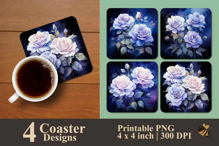 Elegant Rose Coaster Sublimation Designs