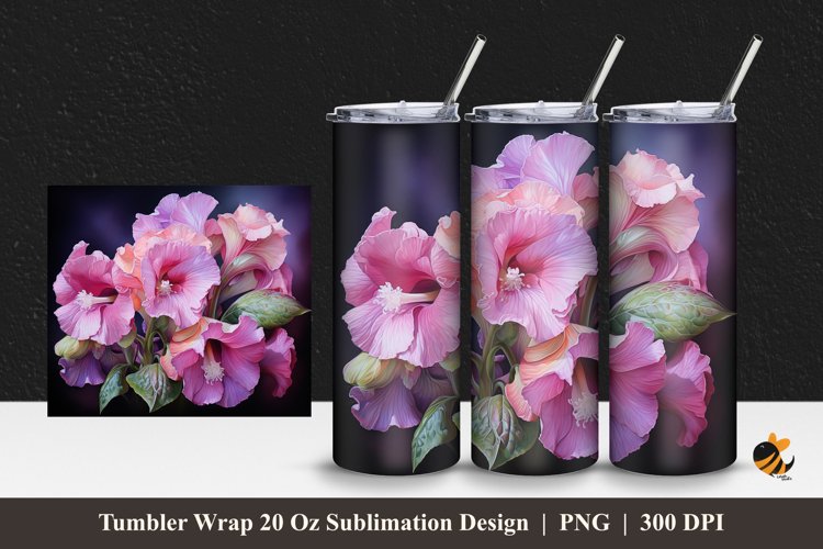 Gloxinia Flower Tumbler Wrap Sublimation Design 1 example image 1