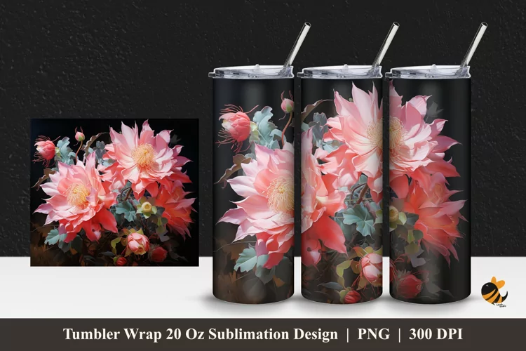 Epiphyllum Tumbler Wrap Sublimation Design 1