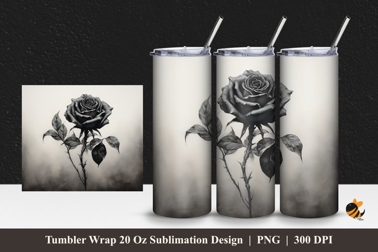 Floral Rose Tumbler Wrap Sublimation Design 1 example image 1