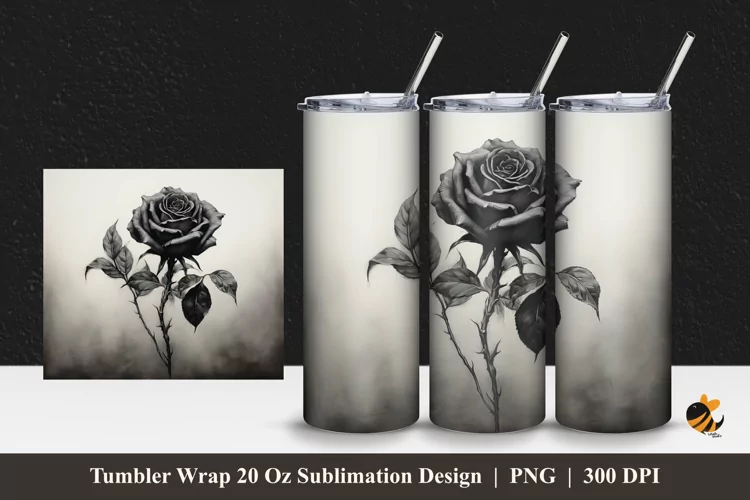 Floral Rose Tumbler Wrap Sublimation Design 1