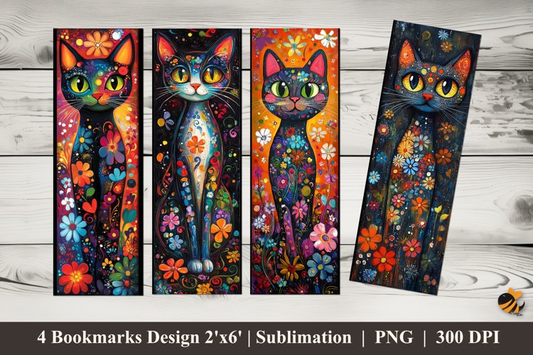 Colorful Cat Bookmarks Sublimation Design