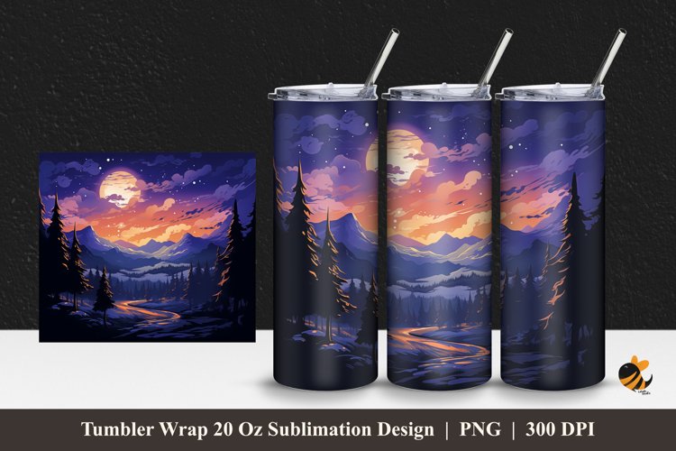 Enchanting at Night Tumbler Wrap Sublimation Design 1
