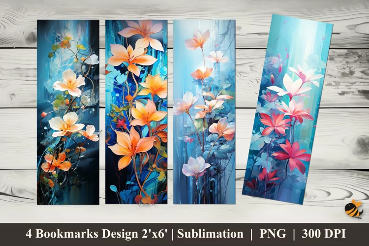 Flower Scene Bookmarks Sublimation Design