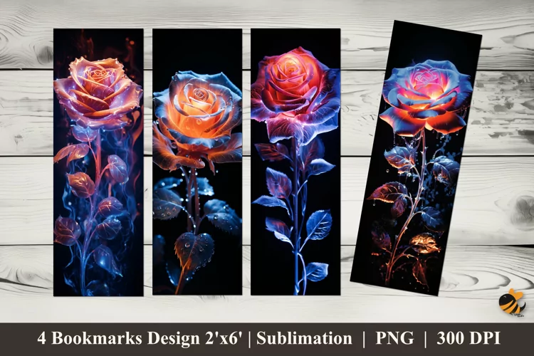 Sparkling Rose Bookmarks Sublimation Design