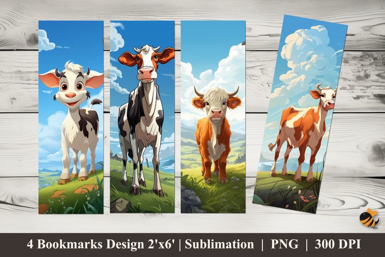 Mountain Dairy Cows Bookmarks Sublimation Design example image 1