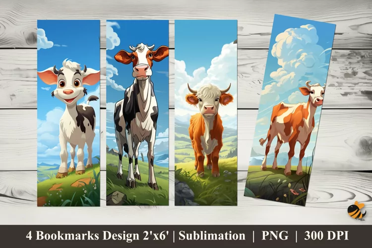 Mountain Dairy Cows Bookmarks Sublimation Design