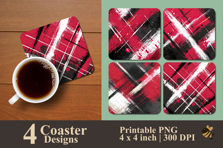 Abstract Red Crossed Energy Coaster Sublimation Design