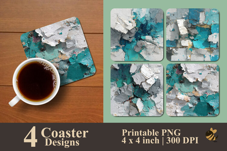 Peeling Texture Essence Coaster Sublimation Design example image 1