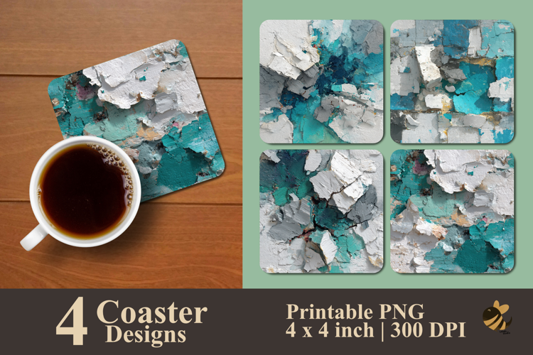 Peeling Texture Essence Coaster Sublimation Design