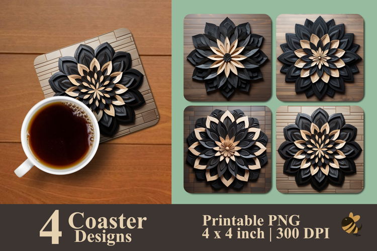 Hexa Contrast Bloom Coaster Sublimation Design