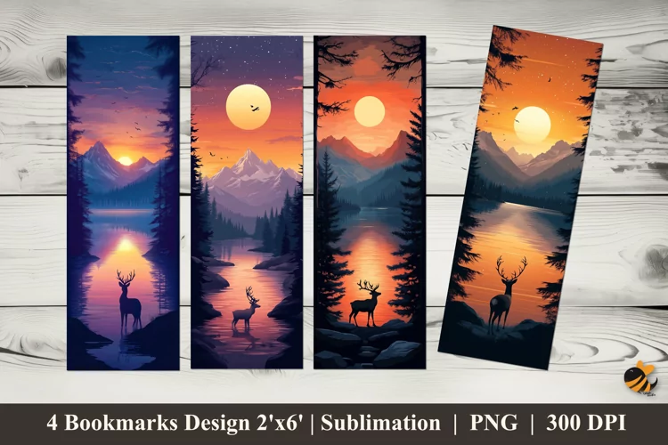 Beautiful Wildlife Bookmarks Sublimation Design