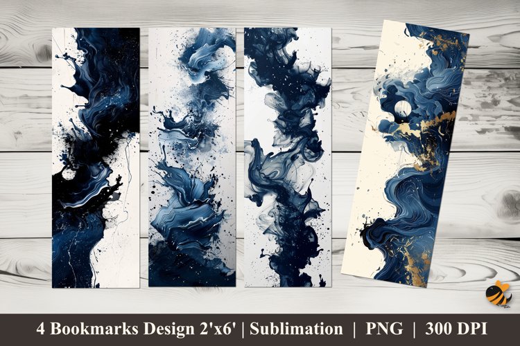 Blue Art Splash Bookmarks Sublimation Design example image 1