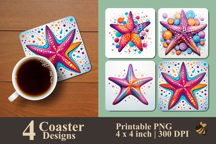 Starfish Coaster Sublimation Designs