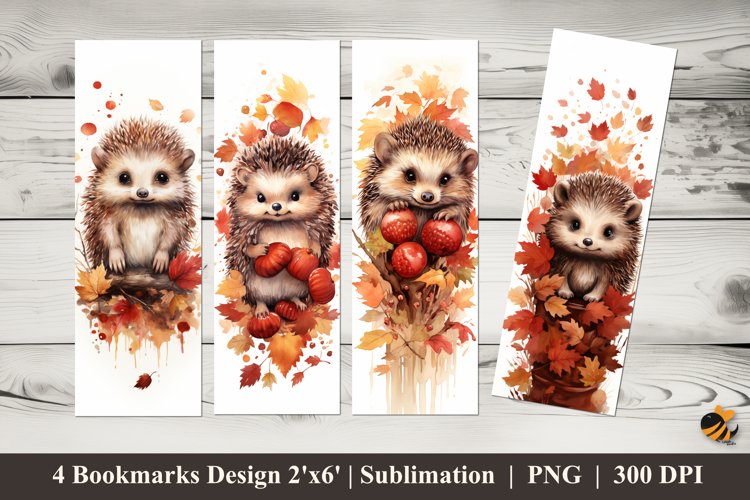 Forest Hedgehog Bookmarks Sublimation Design example image 1