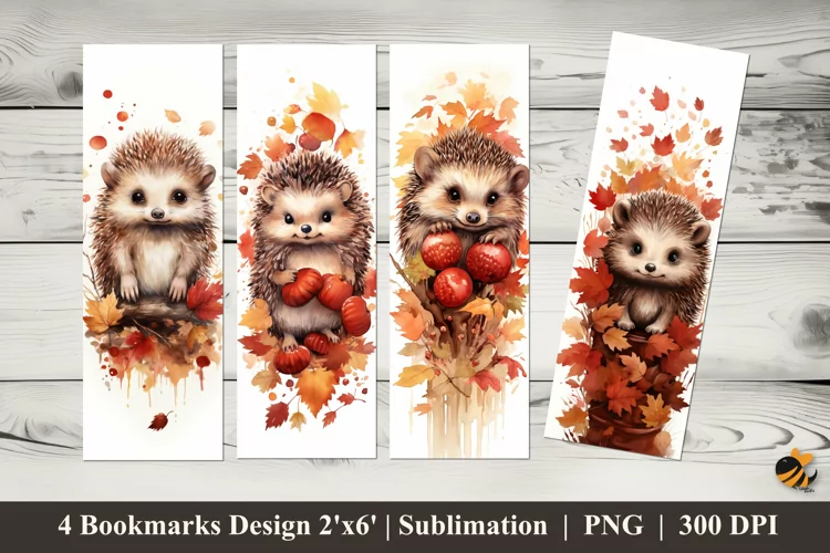 Forest Hedgehog Bookmarks Sublimation Design
