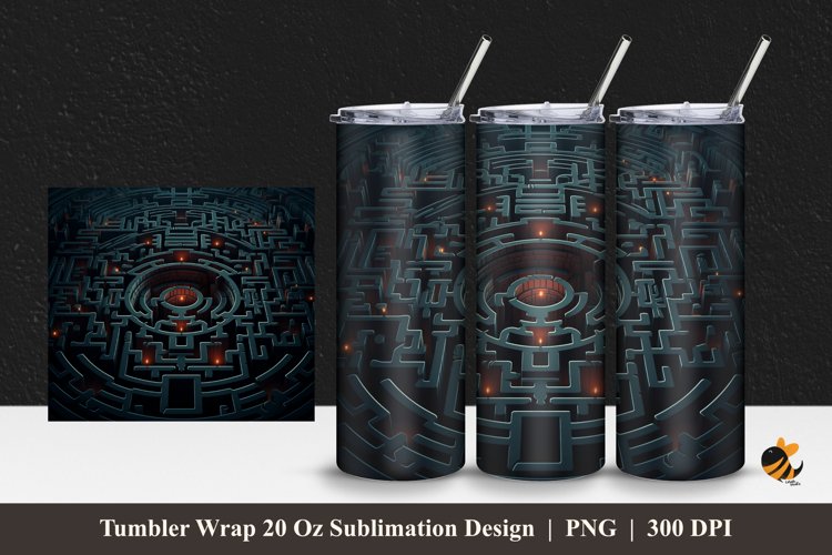 Dark Labyrinth Tumbler Wrap Sublimation Design 1 example image 1